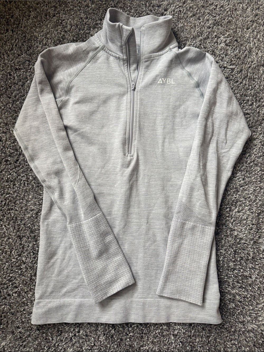 EUC Women’s AYBL Women’s Grey Long Sleeve Half Zip, Size XS